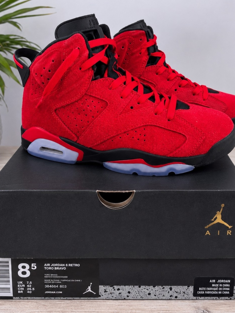 Nike Air Jordan 6 Retro Toro Bravo Red and Black Sneakers